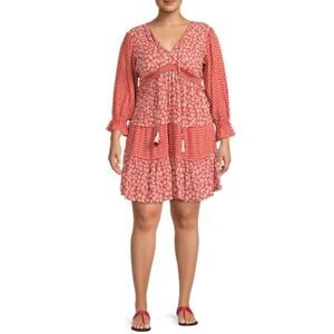 ROMANTIC GYPSY Women's Floral Boho Prairie Tunic Midi Dress Size S